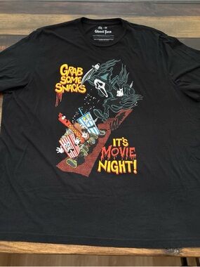 Cavity Colors GHOST FACE “Grab Some Snacks It’s Movie Night!” T-Shirt 3XL Black